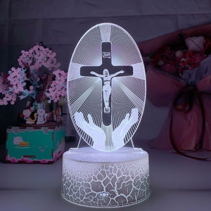 Luminária LED Crucifixo Jesus Cristo - Mãos Divinas [FRETE GRÁTIS]