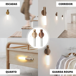 Luminária Luz LED de Parede com Sensor de Movimento Recarregável e Base Removível