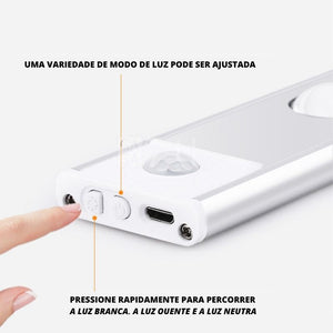 Luminária Fina Olho de Gato com Sensor de Presença e 3 Cores Reguláveis